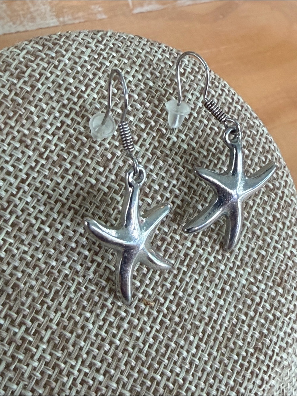 Silver-tone Starfish Dangle Earrings - Beach, Summer, Vacation, Nautical, Ocean